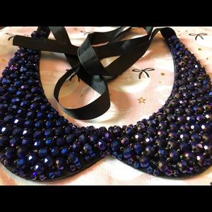 STUNNING blue/purple Peter Pan collar bib necklace